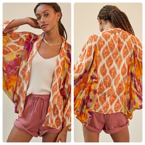 Anthropologie Tops - Anthropologie Sunset 🌅 Cocoon Top Cardigan Three quarter sleeve lightweight